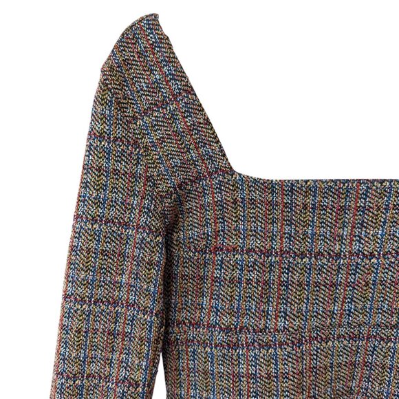 REVOLVE Free People Uptown Girl Plaid Tweed Long Sleeve Mini Dress Women size 6 - Picture 5 of 8